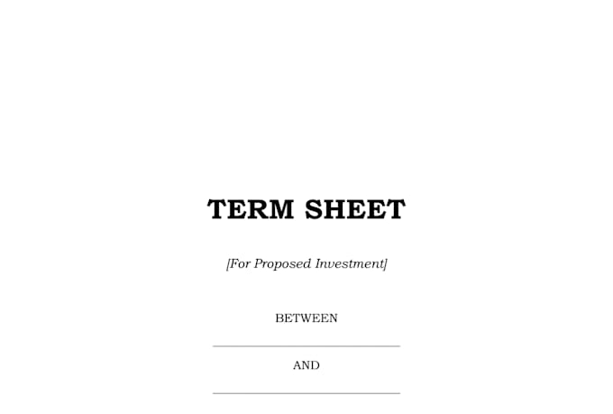 draft startup founder agreement and term sheet